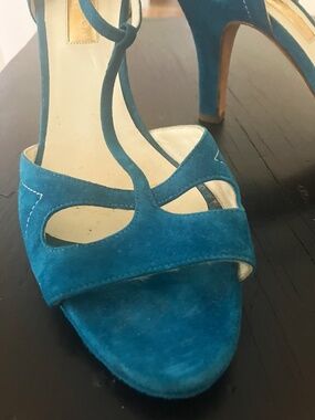 Rupert Sanderson Turquoise Suede Strappy Sandals 40